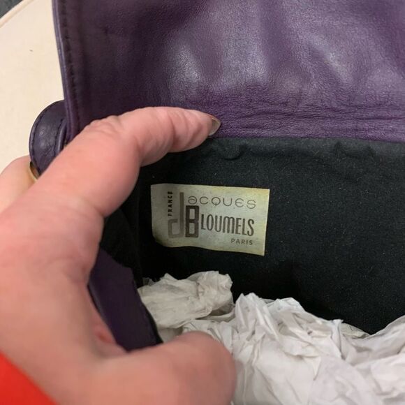 Vintage Jacques Bloumels Purple Leather Bag - Picture 3 of 5